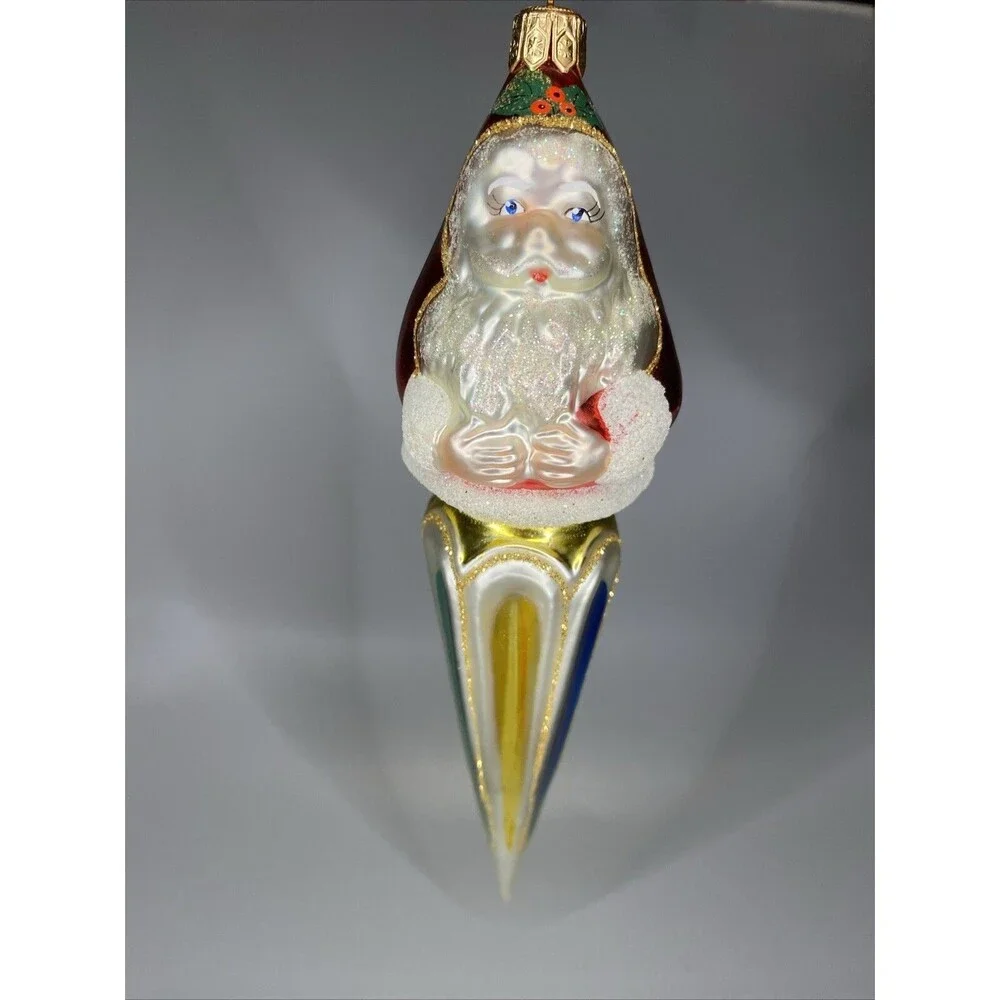 Kurt Adler Santa Icicle Polonaise Glass Christmas Drop Ornament by KOMOZJA